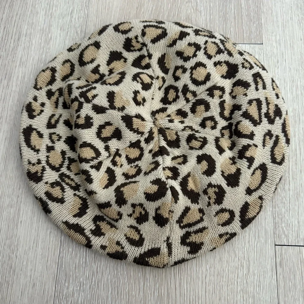 The Children’s Place Kids Girls Beret Hat Medium 7-8 Years Leopard Animal Print